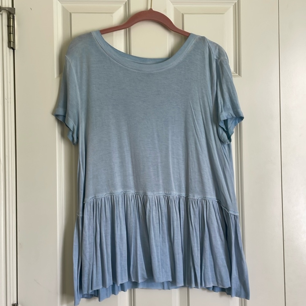 Peplum Light Blue Shirt